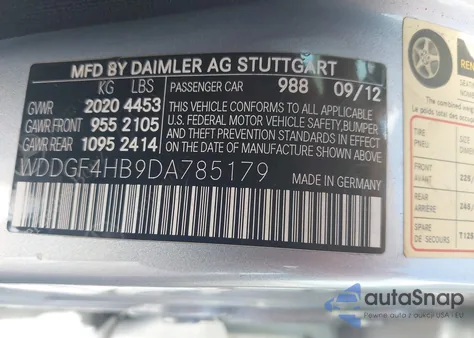 2013 Mercedes-Benz C 250 из США, поврежденный, VIN WDDGF4HB9DA785179